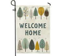 Drapeau de jardin « Welcome Home » - Bannière colorée - Décoration d'automne rustique double face - Décoration de pelouse extérieure pour la maison, panneau de bienvenue - Fête de vacances - 30,5 x