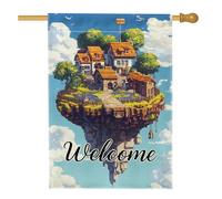 Drapeau de jardin « Welcome Home » - Décoration extérieure flottante - Bannière de cour saisonnière double face - Paysage fantaisie - Décoration de pelouse de vacances - 30,5 x 45,7 cm