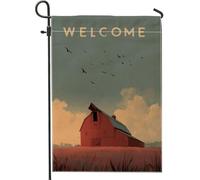 Drapeau de jardin Welcome Home, décoration extérieure rustique, bannière double face en toile de jute, décoration de ferme saisonnière d'automne 30,5 x 45,7 cm