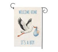Drapeau de jardin « Welcome Home It's A Boy » - 30,5 x 45,7 cm - Double face pour décoration extérieure de cour et ferme