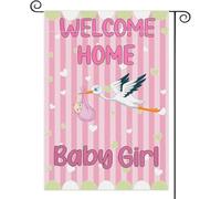 Drapeau de jardin « Welcome Home » pour bébé « It's A Girl » - Drapeaux double face à l'extérieur - Bannière de fête prénatale