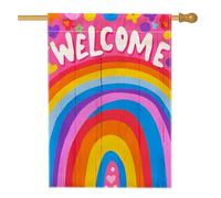 Drapeau de jardin « Welcome Rainbow » - Bannière colorée - Décoration de jardin - Double face - Printemps été - 71 x 101 cm