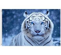 Drapeau De Jardin White Tiger Nature Wild Animal In Snowy Winter Garden Flag Premium Drapeau De Bienvenue Couleur Vive Pride Flag Pour Pelouse Cour Pavillon 152X90CM