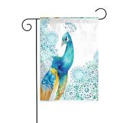 Drapeau de jardin WHJDPP 30,5 x 45,7 cm - Beau paon et floral - Décoration de jardin épaisse et infroissable pour jardin, pelouse, terrasse