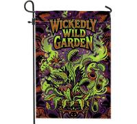 Drapeau de jardin Wickedly Wild Carnivore Plant Citation Vénus Flytrap 30,5 | Plantes carnivores, drapeau de pelouse, brume lumineuse, thème fantastique sombre, style horreur botanique