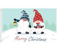 Drapeau De Jardin Winter Merry Christmas Gnomes With Light Xmas Gifts Snowflakes Drapeaus Décoratif Amusante Drapeau De Bienvenue Antifouling Garden Flag Pour Patio Pavillon Cour 152X90CM