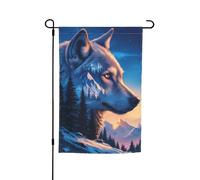 Drapeau de jardin Wolf Mountain, drapeau décoratif double face pour terrasse extérieure, 30 x 45 cm