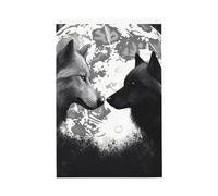 Drapeau de jardin « Wolves Love Under The Moon » - Motif animal sauvage - 61 x 91 cm - Double face - Ne se décolore pas - Toile de fond pour photo - Bannière pour cour, porche, pelouse, décoration