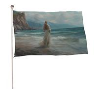 Drapeau de jardin « Woman Alone Standing on Beach » - 91 x 152 cm - Bannière décorative pour cour, porche, pelouse, ferme