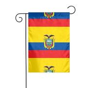 Drapeau de jardin YYHHAOFA 30,5 x 45,7 cm - Motif drapeau de l'Équateur - Épais - Infroissable - Pour extérieur, jardin, pelouse, terrasse