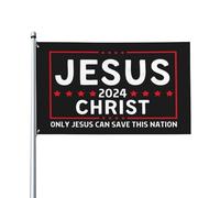 Drapeau de Jésus-Christ 24, seul Jésus peut sauver cette nation, drapeau chrétien religieux, drapeau béni par Dieu, 3 x 5 pieds, polyester avec œillets en laiton, décoration de chambre, bannière de dr
