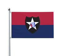 Drapeau de la 2e division d'infanterie de l'armée américaine, drapeaux pour l'extérieur, drapeau en polyester robuste double face de 90 x 150 cm pour la décoration de jardin extérieur, de festival ou