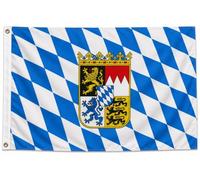Drapeau de la Bavière - 250 x 150 cm - Drapeau de qualité supérieure avec 3 œillets métalliques - Résistant aux intempéries, aux UV et à double couture - 100 % polyester - Drapeau pour mât, jardin et