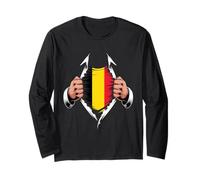 Drapeau de la Belgique déchiré Graphique, Racines de fierté Belge Manche Longue