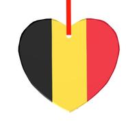 Drapeau de la Belgique en verre transparent en forme de cœur pour