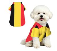 Drapeau de la Belgique S Chemise hawaïenne pour petit chien - Tenue d'été mignonne pour la plage - Vêtement doux et respirant avec boutons