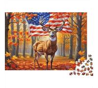 Drapeau de la Biche d'automne Puzzle 1000 Pièces Adultes Loisir Détente Décoration Murale Garantie Pièce Manquante Top Qualité Carton Rigide 52x38cm/1000pcs