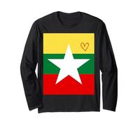 Drapeau de la Birmanie - Cœur fière du Patrimoine - Fête Nationale Manche Longue