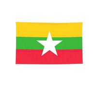Drapeau de la Birmanie imprimée à quatre trous, bannière décorée, bords cousus pour décoration murale de bureau et maison