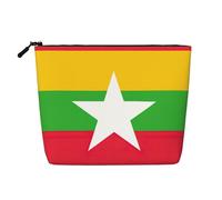 Drapeau de la Birmanie - Trousse de maquillage de voyage polyvalente, idéale pour les routines quotidiennes et les voyages d'affaires, Noir , Taille unique, Trousse de toilette