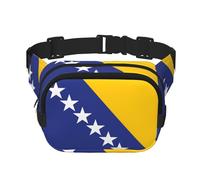 Drapeau de la Bosnie-Herzégovine carré double couche Sac banane Sac à bandoulière / sangle réglable au niveau de la poitrine, pour voyage, entraînement, course à pied, imprimé avec