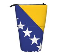 Drapeau de la Bosnie-Herzégovine Pochette à Crayons Extensible Stand Multi-Design Tissu Oxford Hauteur Réglable Trousse Cosmétique Multi-Usages