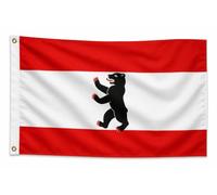 Drapeau de la Bundesland Berlin Ours sans couronne 90 x 150 cm - Drapeau de qualité supérieure avec œillets en métal - Résistant aux intempéries, aux UV et à double couture - 100 % polyester - Drapeau