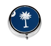 Drapeau de la Caroline du Sud. Cette petite boîte à pilules ronde à trois compartiments est parfaite pour stocker des médicaments quotidiens, des vitamines et en déplacement.