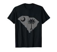 Drapeau de la Caroline du Sud Palmetto Moon State Map Drapeau Pride Vintage T-Shirt