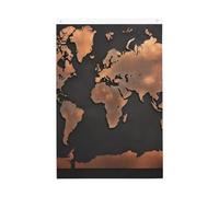 Drapeau de la carte du monde rouillé 6 x 0,9 m double face avec œillets en laiton - Bannière de bienvenue saisonnière pour cour, porche, pelouse