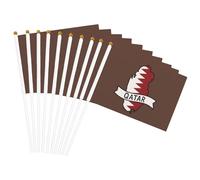 Drapeau de la carte du Qatar imprimé pratique, drapeau à main polyvalent, pour les fêtes, les défilés, les décorations de vacances