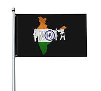 Drapeau de la carte et du drapeau de l'Inde 3x5 pieds avec deux œillets en laiton, double couture, couleurs vives, anti-décoloration
