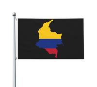 Drapeau de la Colombie, carte du monde, 90 x 150 cm, double face, pour extérieur, avec 2 œillets en laiton, décoration pour terrasse et jardin.
