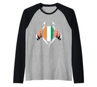 Drapeau de la Côte D'Ivoire déchiré Graphique Ivorian Pride Roots Manche Raglan