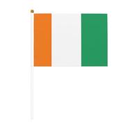 Drapeau de la Côte d'Ivoire double face agitant et mini drapeaux à bâton, adaptés pour la décoration de fête et les activités d'équipe
