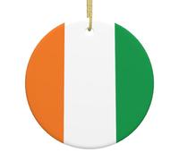Drapeau de la Côte d'Ivoire Imprimé Arbre de Noël Ornements en Céramique Décoration de Vacances Pendentif Unique pour Fête de Noël