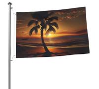 Drapeau de la côte hawaïenne Plam Tree 2x3 FT double face à l'extérieur, grande bannière maison drapeau cour décoration extérieure