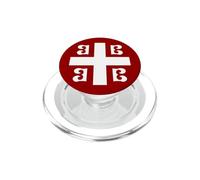 Drapeau de la Croix Serbe avec Armoiries - Église orthodoxe de Serbie PopSockets PopGrip pour MagSafe