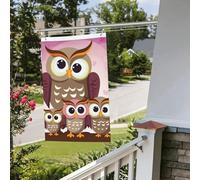 Drapeau de la famille des chouettes 61 x 91 cm pour extérieur et intérieur, printemps, été, automne, hiver, drapeaux de jardin avec œillets verticaux, double face, drapeaux de vacances pour