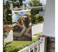 Drapeau de la famille paresseux 61 x 91 cm pour extérieur et intérieur - Drapeaux de jardin avec œillets verticaux double face pour décorations de cour