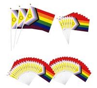 Drapeau de la fierté 50 pièces 5, 5x8, 3 pouces drapeau arc-en-ciel portatif vibrant Gay Pride polyester résistant à la décoloration décorations du mois LGBT pour le défilé de fête..