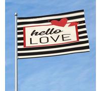 Drapeau De La Fierté Bonjour L'Amour Imperméable Décoration De Jardin Double Face Bannière De Cour Pour Vacances Porche Ferme 3X5 Ft