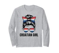 Drapeau de la fierté de la Croatie pour Fille croate Manche Longue