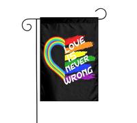 Drapeau de la fierté gay arc-en-ciel LGBT, l'amour n'a jamais tort, drapeau de jardin 12 x 18 pouces, drapeaux extérieurs double face, bannières de bienvenue, drapeau de vacances pour décoration de f