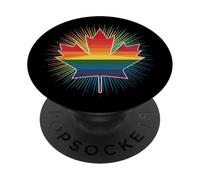 Drapeau de la fierté Gay du Canada - Feuille d'érable - Arc-en-Ciel - LGBT PopSockets PopGrip Adhésif