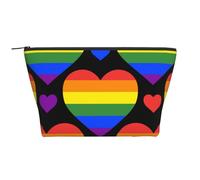 Drapeau de la fierté Gay Rainbow Hearts, Trousse de Toilette Trousse de Maquillage Sac à cosmétiques Trousse de Toilette de Voyage Portable
