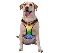 Drapeau de la fierté LGBT à Paillettes Scintillantes,Harnais pour Animaux de Compagnie, Harnais réfléchissant réglable pour Chien,XL