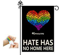 Drapeau de la fierté Love Wins - Petit drapeau décoratif de jardin - LGBTQ - Cœurs - Pelouse - Décoration d'extérieur - Décoration d'intérieur double face - 30,5 x 45,7 cm (G)