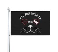 Drapeau De La Fierté Tout Ce Dont Vous Avez Besoin, C'Est D'Amour Et D'Un Chat Amusant Drapeau Jardin Imperméable Bannière Décorative Pour D'Intérieur Maison Fête 3X5 Ft