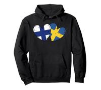 Drapeau de la Finlande Suède avec cœurs Finition patrimoine sué Sweat à Capuche